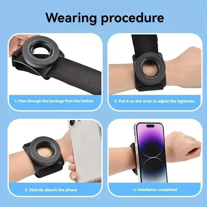 Magnetic Suction Phone Holder Wrist Strap