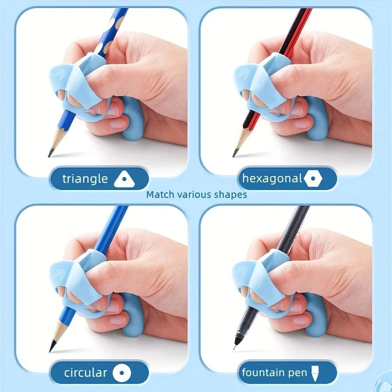 LOYPHARD™ 4PCS Writing Grip Corrector Set – Soft Silicone Handwriting Aid for Kids & Students
