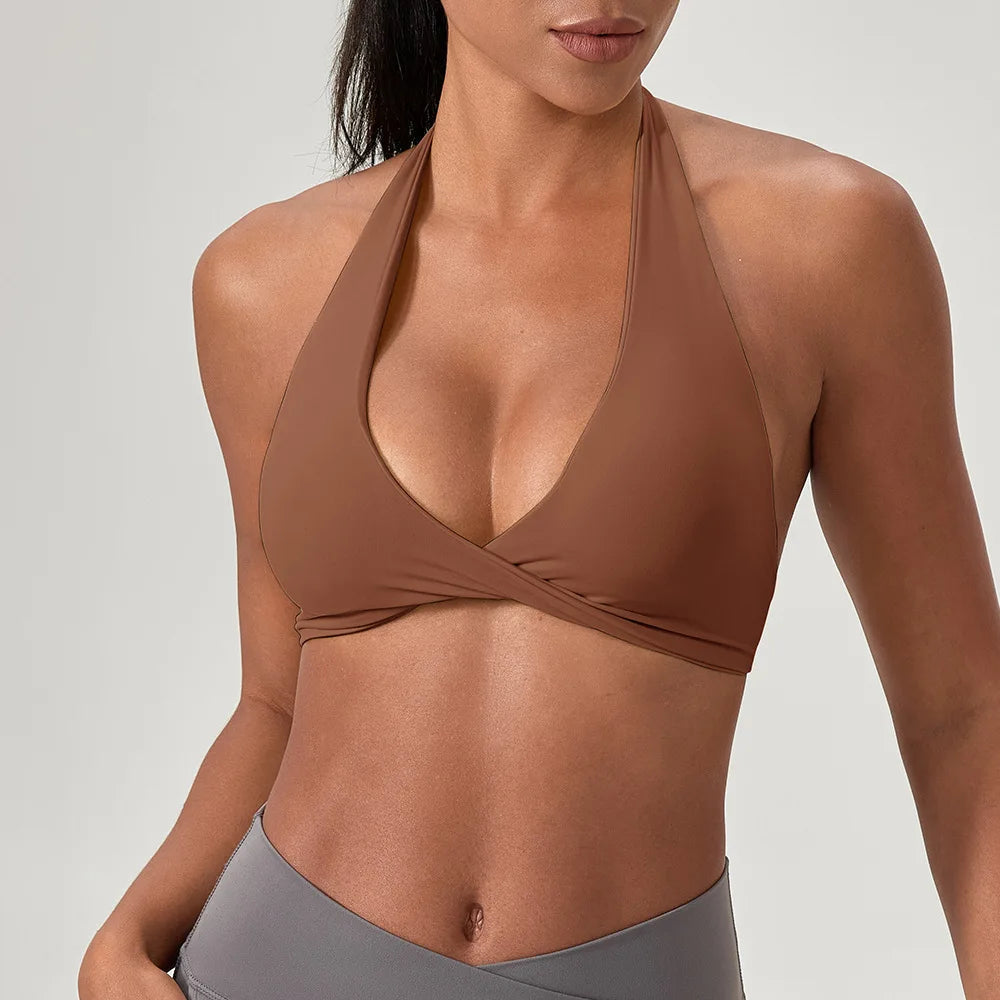 LOYPHARD Strappy Sports Bra β Women's Criss-Cross Back Padded Yoga & Fitness Bra