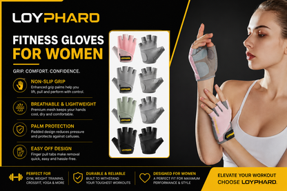 LOYPHARD Breathable Fitness Training Gloves – Fingerless Grip Gloves for Gym, Cycling & Weight Lifting