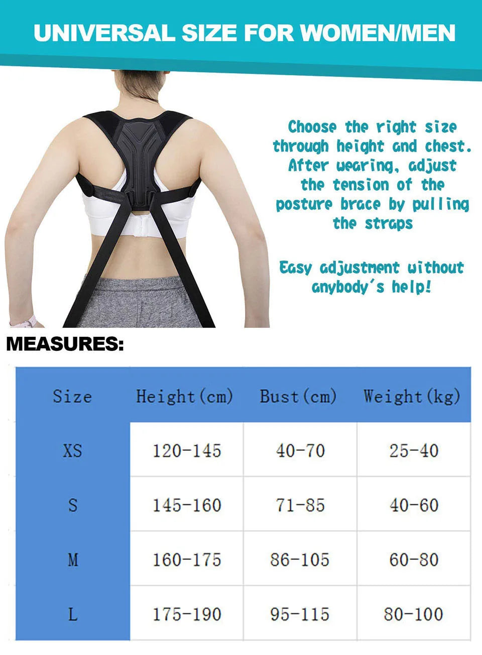 LOYPHARD Adjustable Posture Corrector Back Brace for Spine & Shoulder Support.