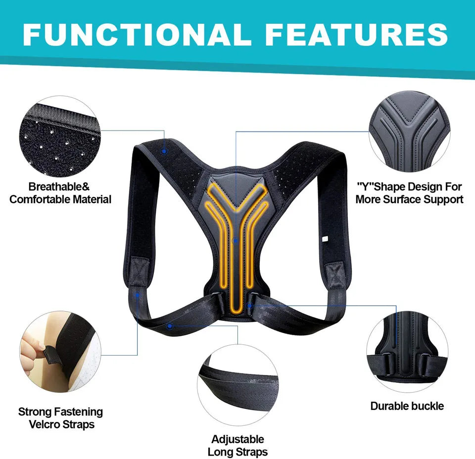 LOYPHARD Adjustable Posture Corrector Back Brace for Spine & Shoulder Support.