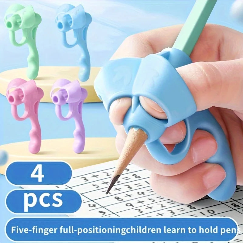 LOYPHARD™ 4PCS Writing Grip Corrector Set – Soft Silicone Handwriting Aid for Kids & Students