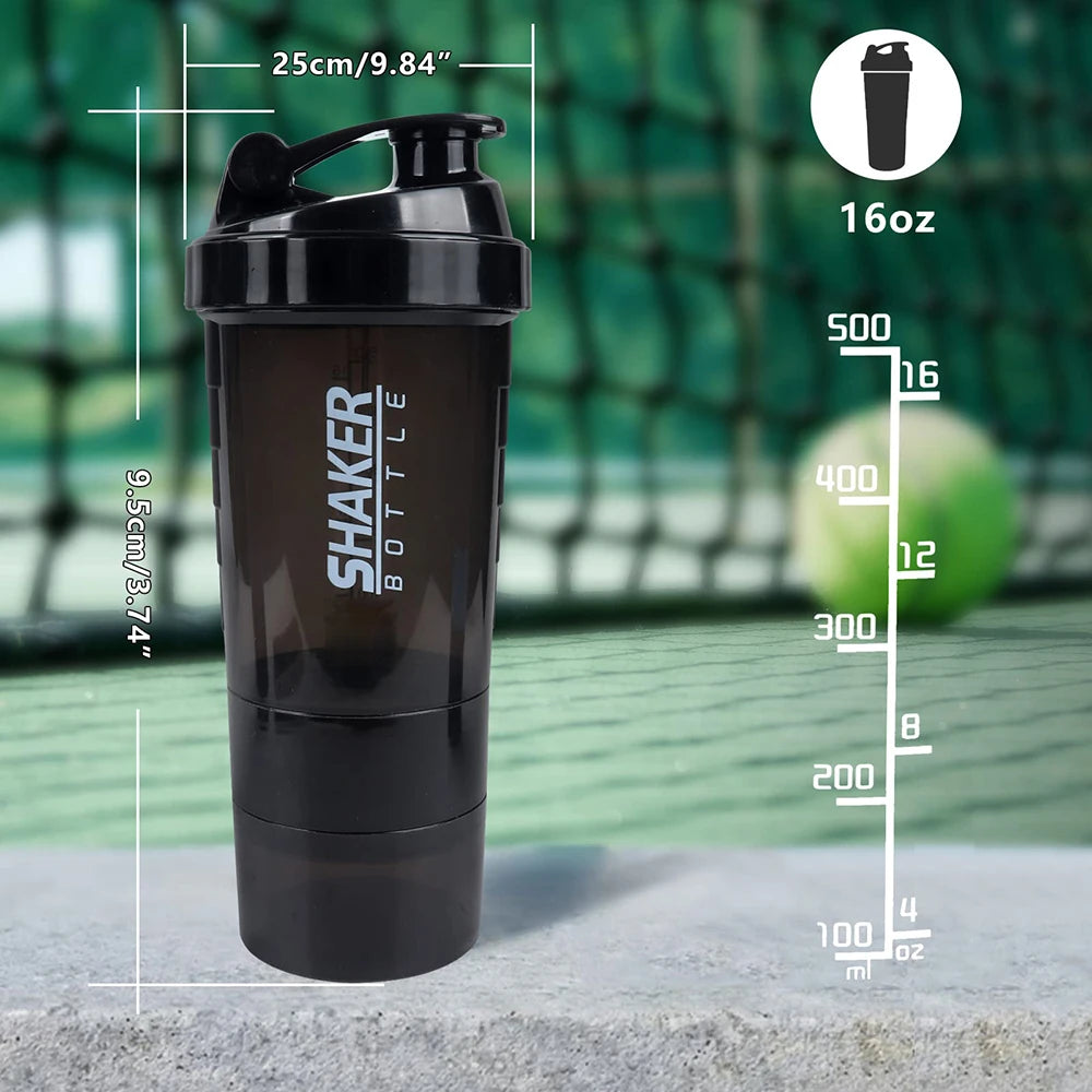 LOYPHARD 3-Layer Protein Shaker Bottle – Leakproof Mixing Cup for Gym, Fitness & Bodybuilding.