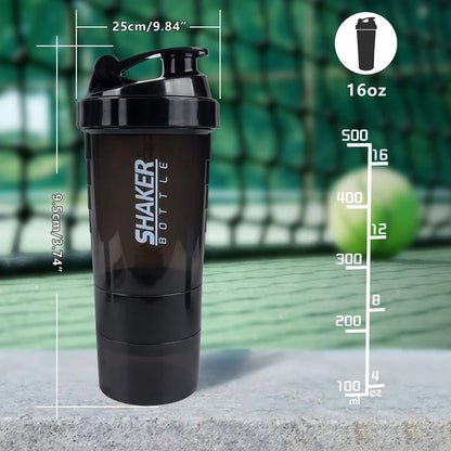 LOYPHARD 3-Layer Protein Shaker Bottle – Leakproof Mixing Cup for Gym, Fitness & Bodybuilding.