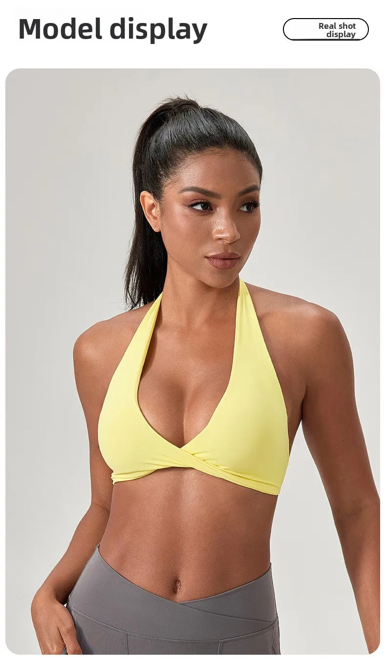 LOYPHARD Strappy Sports Bra – Women's Criss-Cross Back Padded Yoga & Fitness Bra