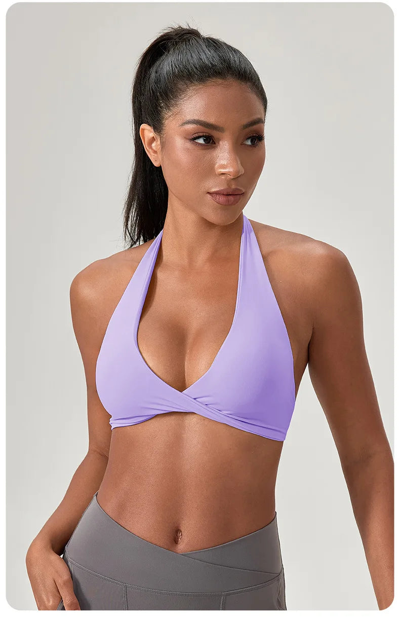 LOYPHARD Strappy Sports Bra – Women's Criss-Cross Back Padded Yoga & Fitness Bra