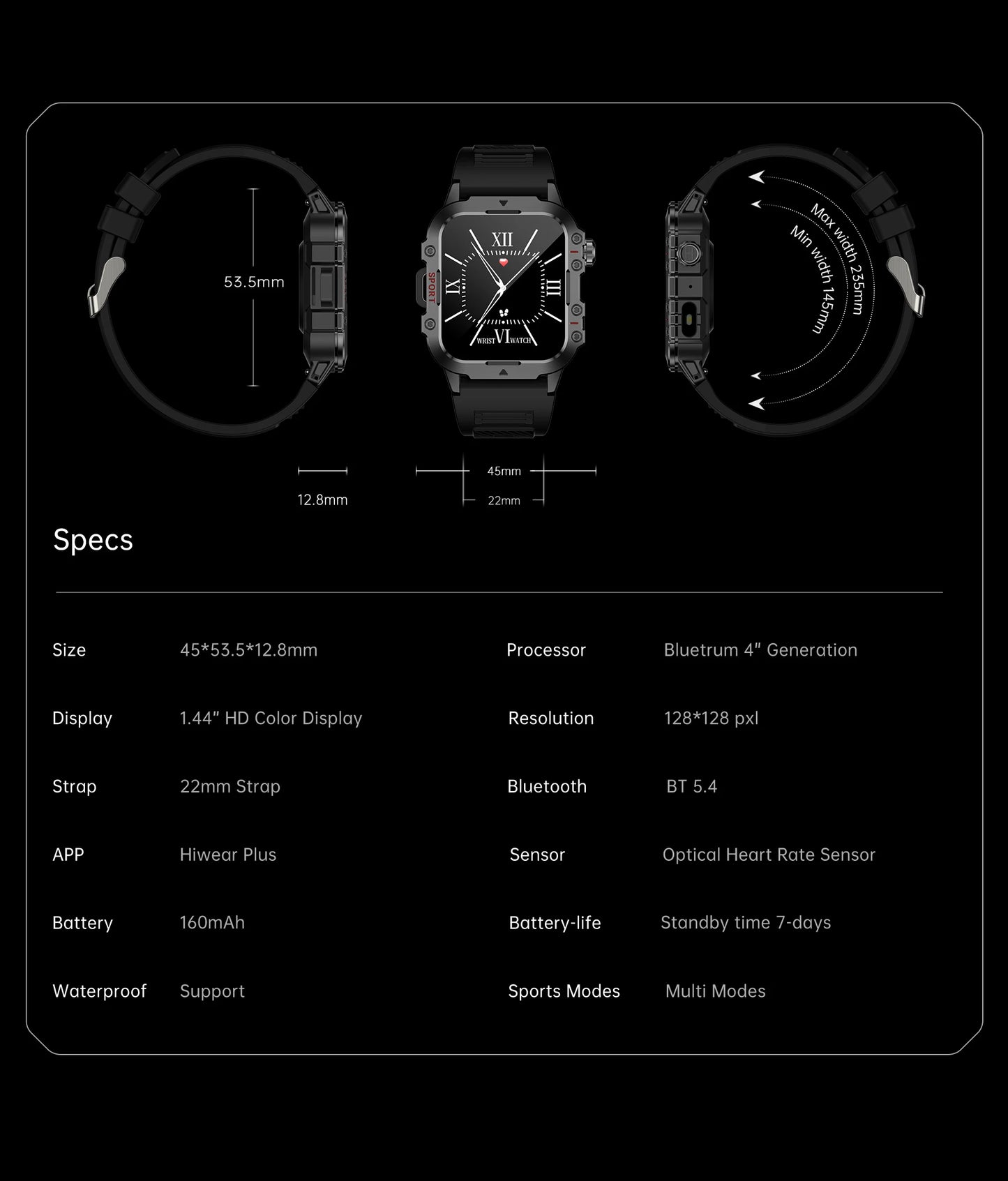 LOYPHARD Military Smart Watch 2026 – Rugged Outdoor Fitness Tracker with Bluetooth Calling, Health Monitoring & IP67 Water Resistance