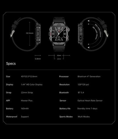 LOYPHARD Military Smart Watch 2026 – Rugged Outdoor Fitness Tracker with Bluetooth Calling, Health Monitoring & IP67 Water Resistance