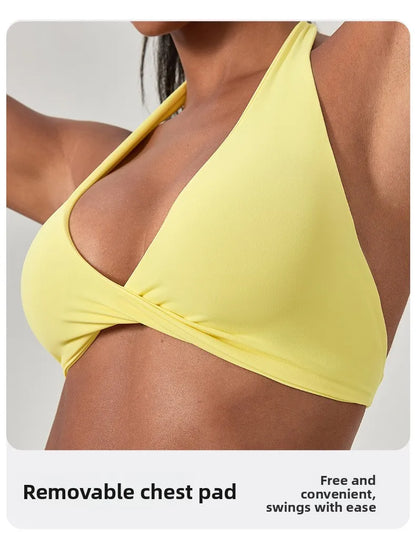 LOYPHARD Strappy Sports Bra – Women's Criss-Cross Back Padded Yoga & Fitness Bra