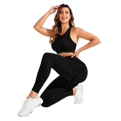 Women's Seamless High-Waist Yoga Set – Sculpting Workout Outfit, Sports Bra & Leggings Gym Set