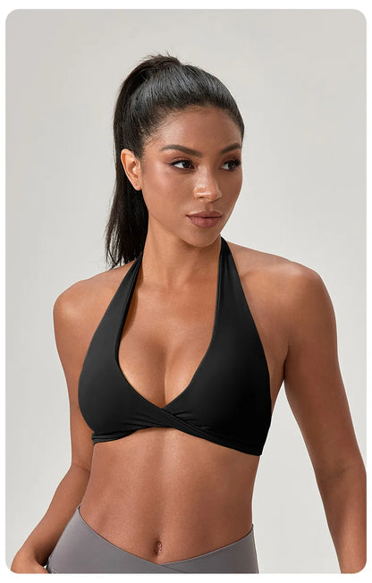 LOYPHARD Strappy Sports Bra – Women's Criss-Cross Back Padded Yoga & Fitness Bra