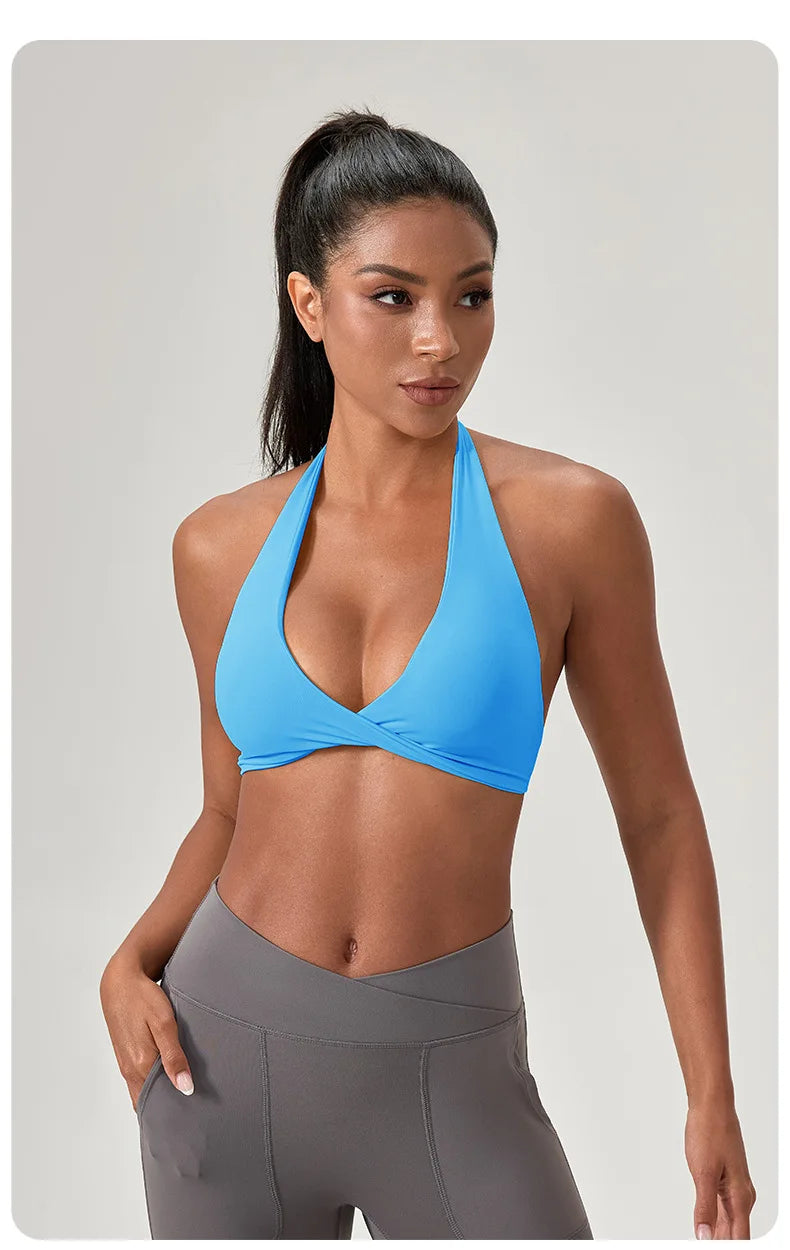 LOYPHARD Strappy Sports Bra – Women's Criss-Cross Back Padded Yoga & Fitness Bra