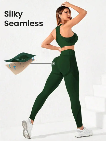 Women's Seamless High-Waist Yoga Set – Sculpting Workout Outfit, Sports Bra & Leggings Gym Set