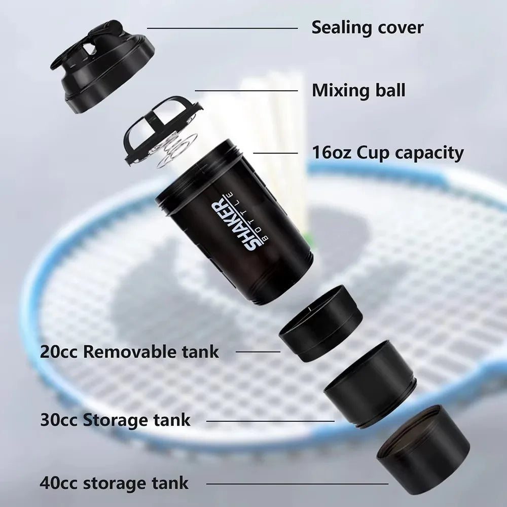 LOYPHARD 3-Layer Protein Shaker Bottle – Leakproof Mixing Cup for Gym, Fitness & Bodybuilding.