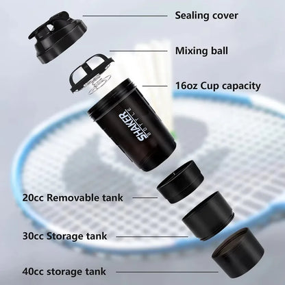 LOYPHARD 3-Layer Protein Shaker Bottle – Leakproof Mixing Cup for Gym, Fitness & Bodybuilding.