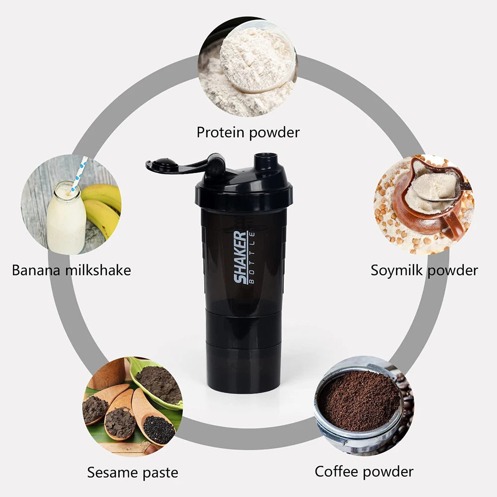 LOYPHARD 3-Layer Protein Shaker Bottle – Leakproof Mixing Cup for Gym, Fitness & Bodybuilding.