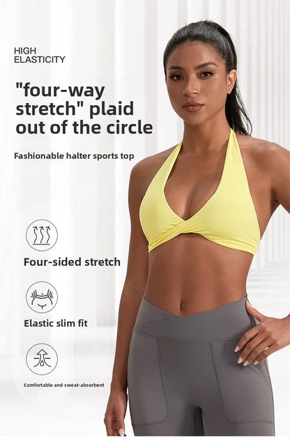 LOYPHARD Strappy Sports Bra – Women's Criss-Cross Back Padded Yoga & Fitness Bra