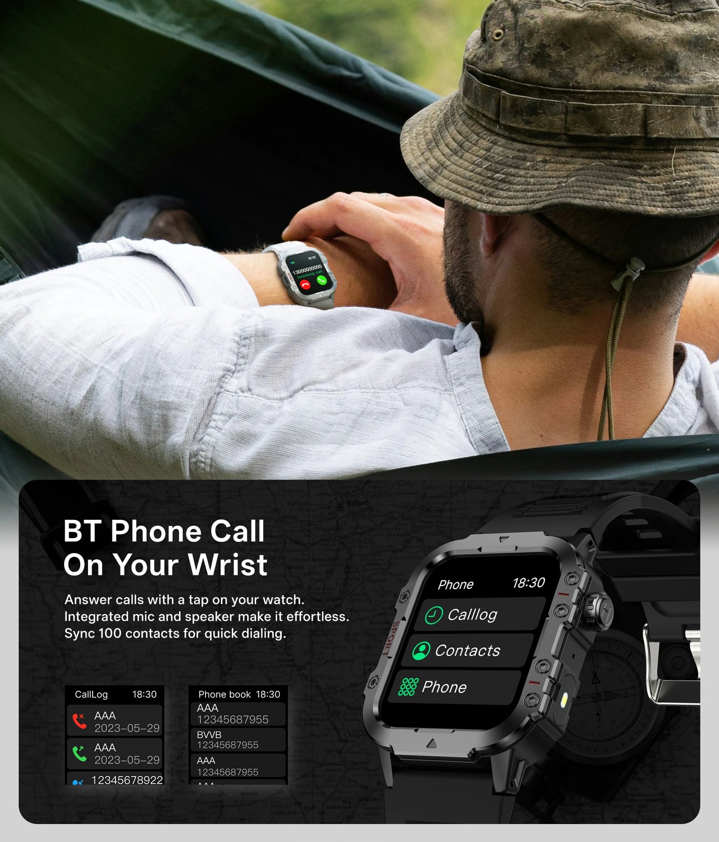 LOYPHARD Military Smart Watch 2026 – Rugged Outdoor Fitness Tracker with Bluetooth Calling, Health Monitoring & IP67 Water Resistance