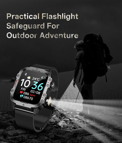 LOYPHARD Military Smart Watch 2026 – Rugged Outdoor Fitness Tracker with Bluetooth Calling, Health Monitoring & IP67 Water Resistance