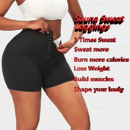 LOYPHARD Women's Thermo Sweat Shorts – High-Waist Sauna Body Shaper for Workout & Fitness Support.