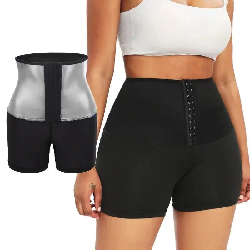 LOYPHARD Women's Thermo Sweat Shorts – High-Waist Sauna Body Shaper for Workout & Fitness Support.