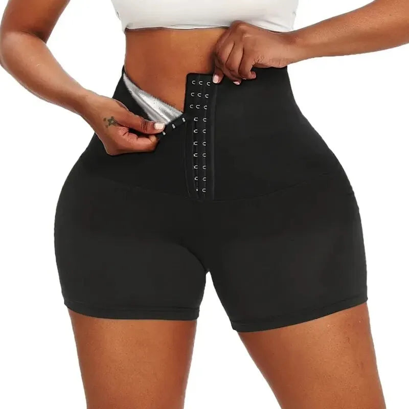 LOYPHARD Women's Thermo Sweat Shorts – High-Waist Sauna Body Shaper for Workout & Fitness Support.