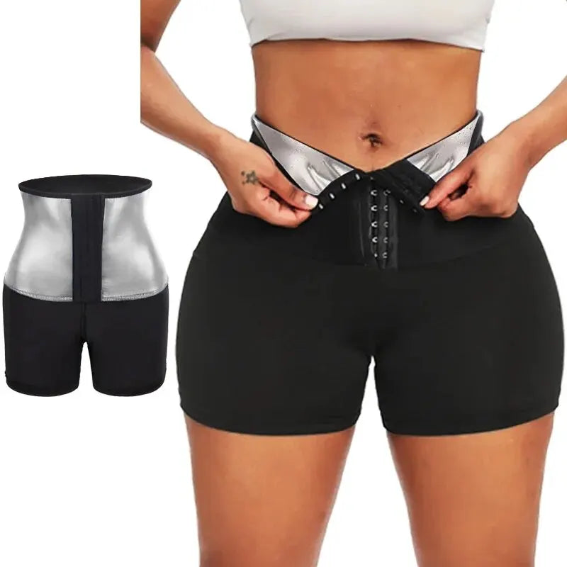 LOYPHARD Women's Thermo Sweat Shorts – High-Waist Sauna Body Shaper for Workout & Fitness Support.
