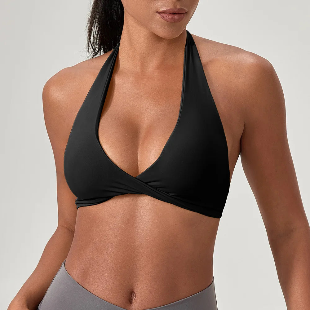LOYPHARD Strappy Sports Bra – Women's Criss-Cross Back Padded Yoga & Fitness Bra