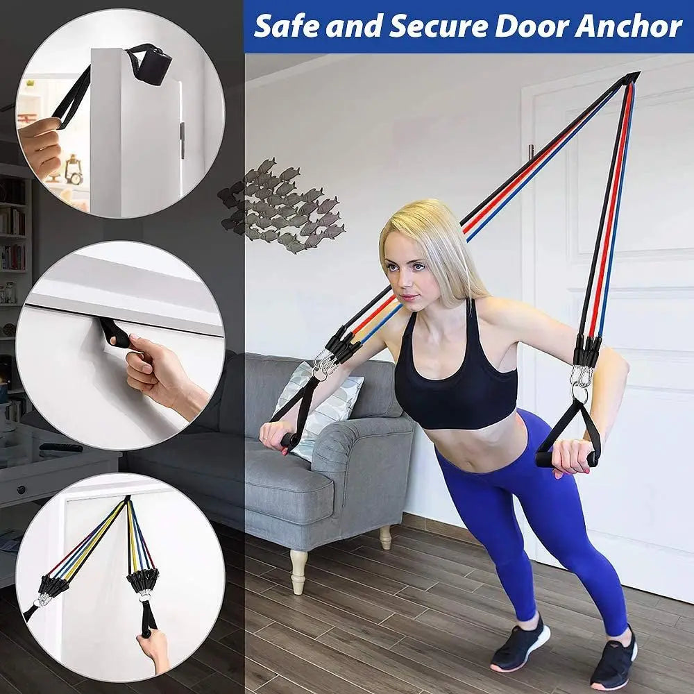 LOYPHARD 11PCS Resistance Bands Set – Portable Fitness Equipment with Pull Rope, Ankle Straps & Chest Expander