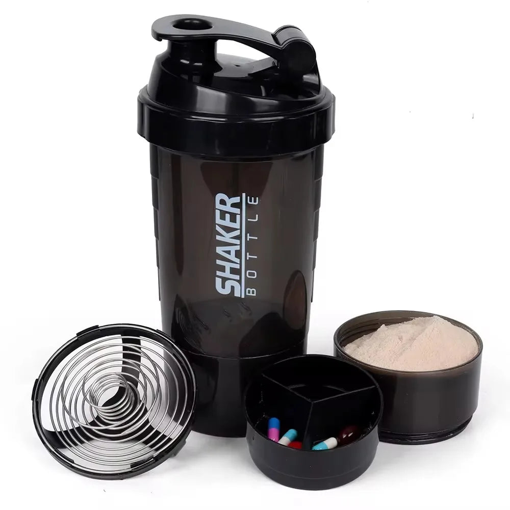 LOYPHARD 3-Layer Protein Shaker Bottle – Leakproof Mixing Cup for Gym, Fitness & Bodybuilding.
