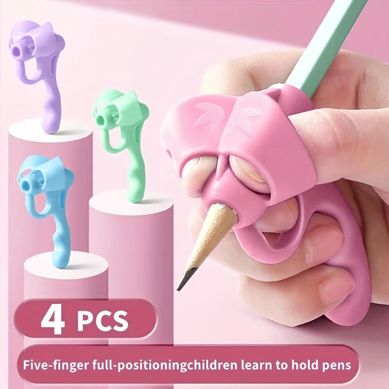 LOYPHARD™ 4PCS Writing Grip Corrector Set – Soft Silicone Handwriting Aid for Kids & Students