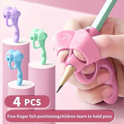 LOYPHARD™ 4PCS Writing Grip Corrector Set – Soft Silicone Handwriting Aid for Kids & Students