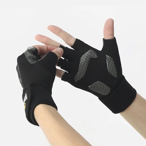 Woman using LOYPHARD PowerGrip gym gloves with wrist support