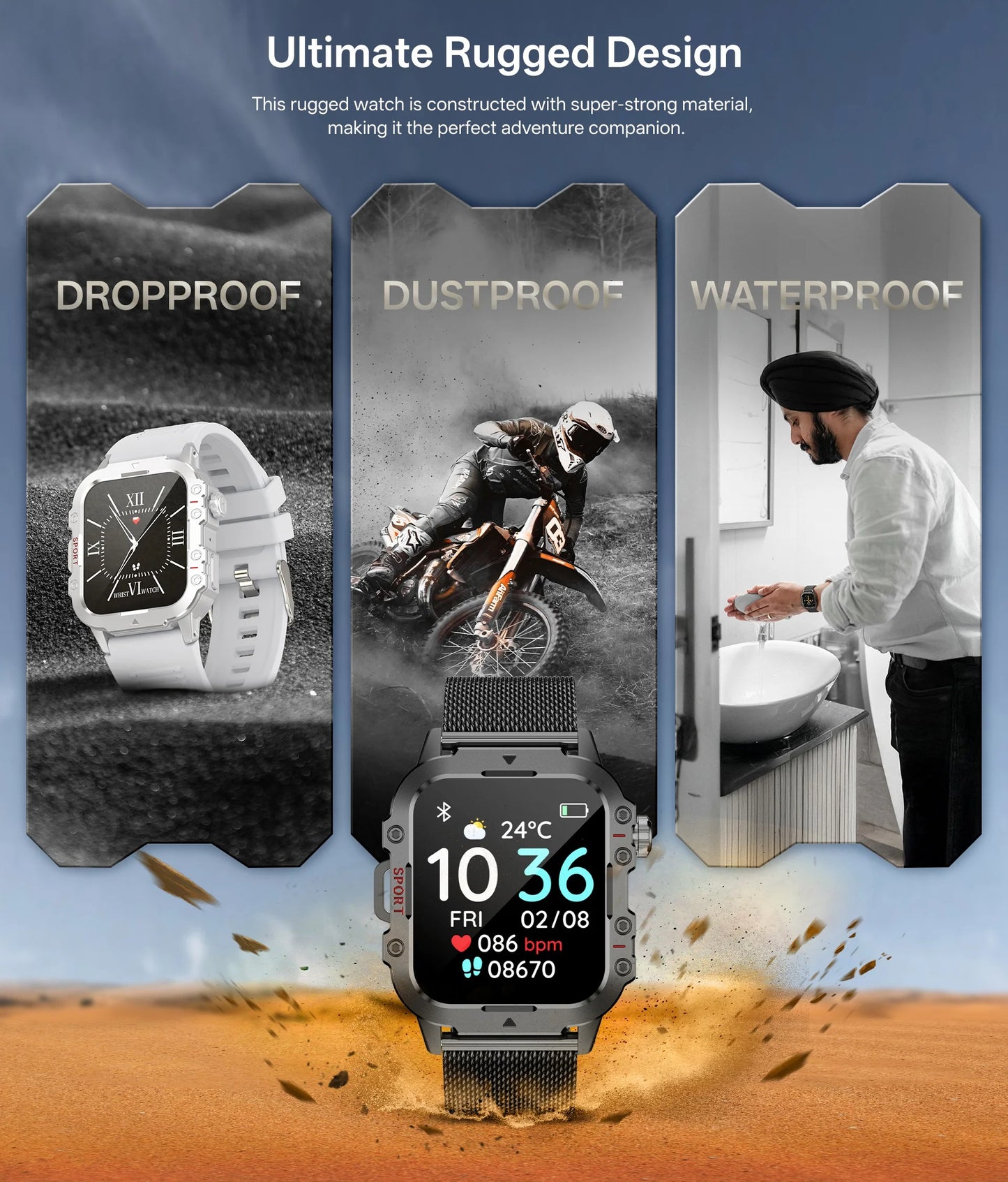 LOYPHARD Military Smart Watch 2026 – Rugged Outdoor Fitness Tracker with Bluetooth Calling, Health Monitoring & IP67 Water Resistance