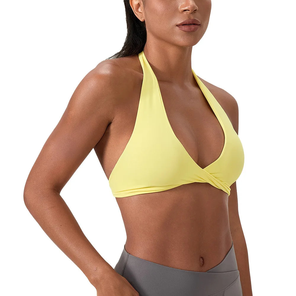 LOYPHARD Strappy Sports Bra – Women's Criss-Cross Back Padded Yoga & Fitness Bra
