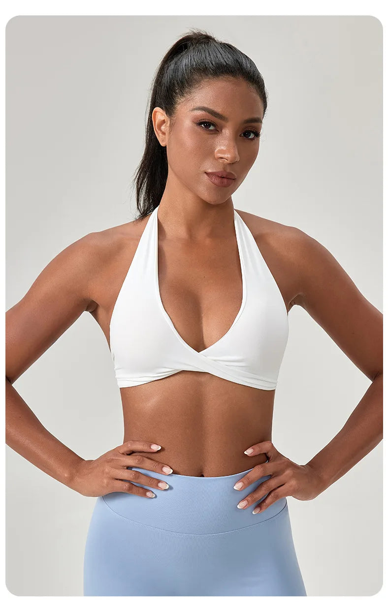 LOYPHARD Strappy Sports Bra – Women's Criss-Cross Back Padded Yoga & Fitness Bra