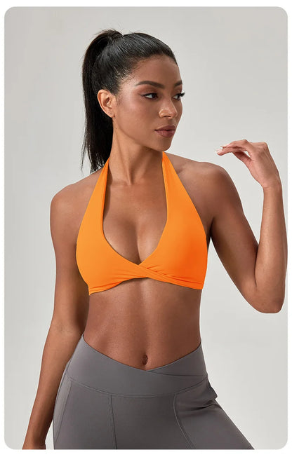 LOYPHARD Strappy Sports Bra – Women's Criss-Cross Back Padded Yoga & Fitness Bra