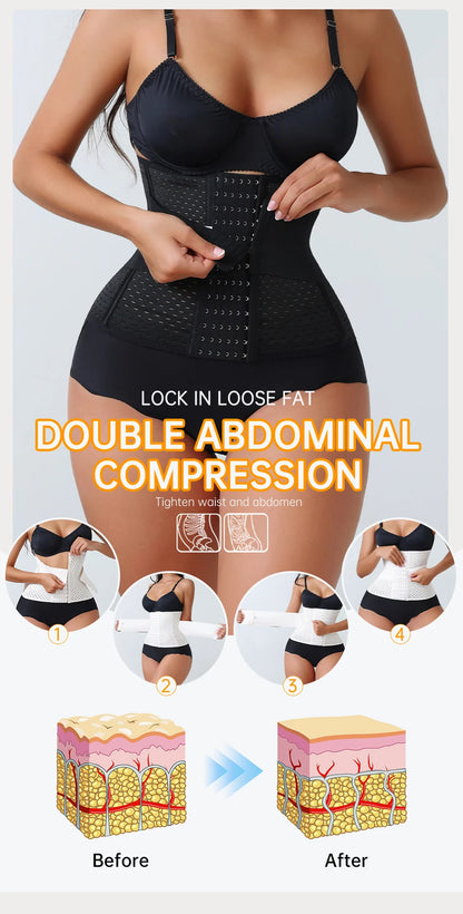 LOYPHARD PowerShape Waist Trainer – Double Belt Workout Corset with Back Support.