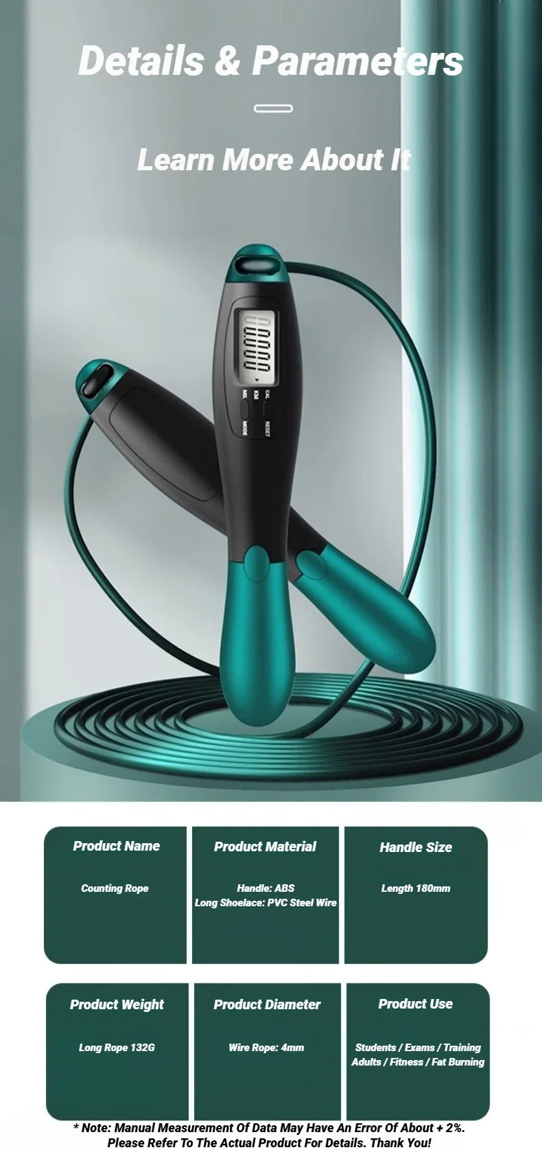 LOYPHARD Smart Counting Jump Rope Adjustable Steel Fitness Skipping Rope.