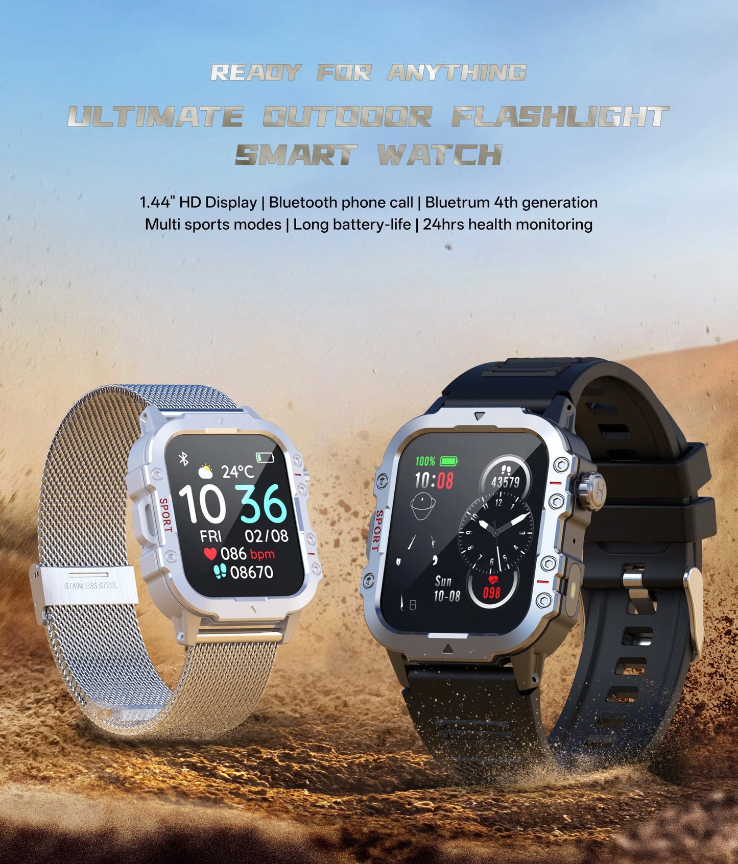 LOYPHARD Military Smart Watch 2026 – Rugged Outdoor Fitness Tracker with Bluetooth Calling, Health Monitoring & IP67 Water Resistance