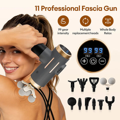 LOYPHARD™ 11-in-1 Deep Tissue Massage Gun – 99 Speed High-Frequency Muscle Recovery Massager.