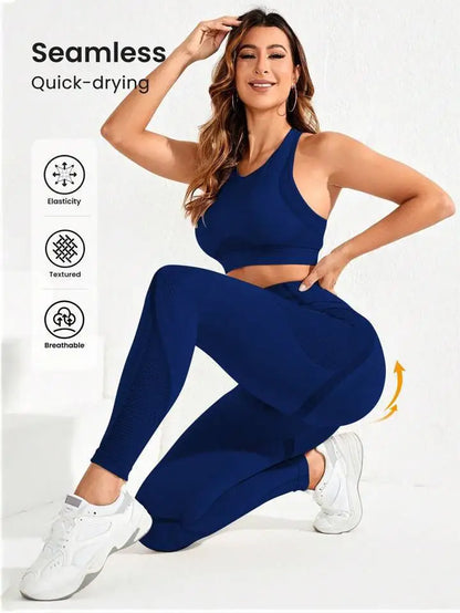 Women's Seamless High-Waist Yoga Set – Sculpting Workout Outfit, Sports Bra & Leggings Gym Set