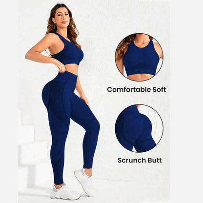 Women's Seamless High-Waist Yoga Set – Sculpting Workout Outfit, Sports Bra & Leggings Gym Set