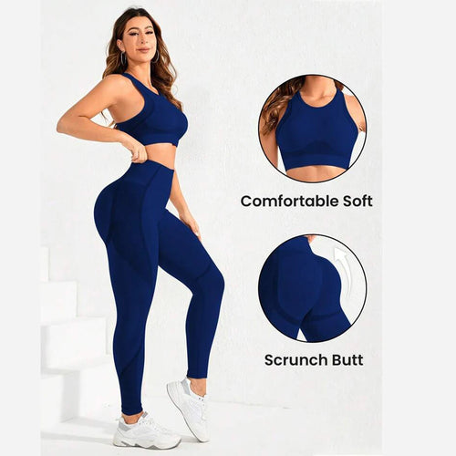 Women's Seamless High-Waist Yoga Set – Sculpting Workout Outfit, Sports Bra & Leggings Gym Set