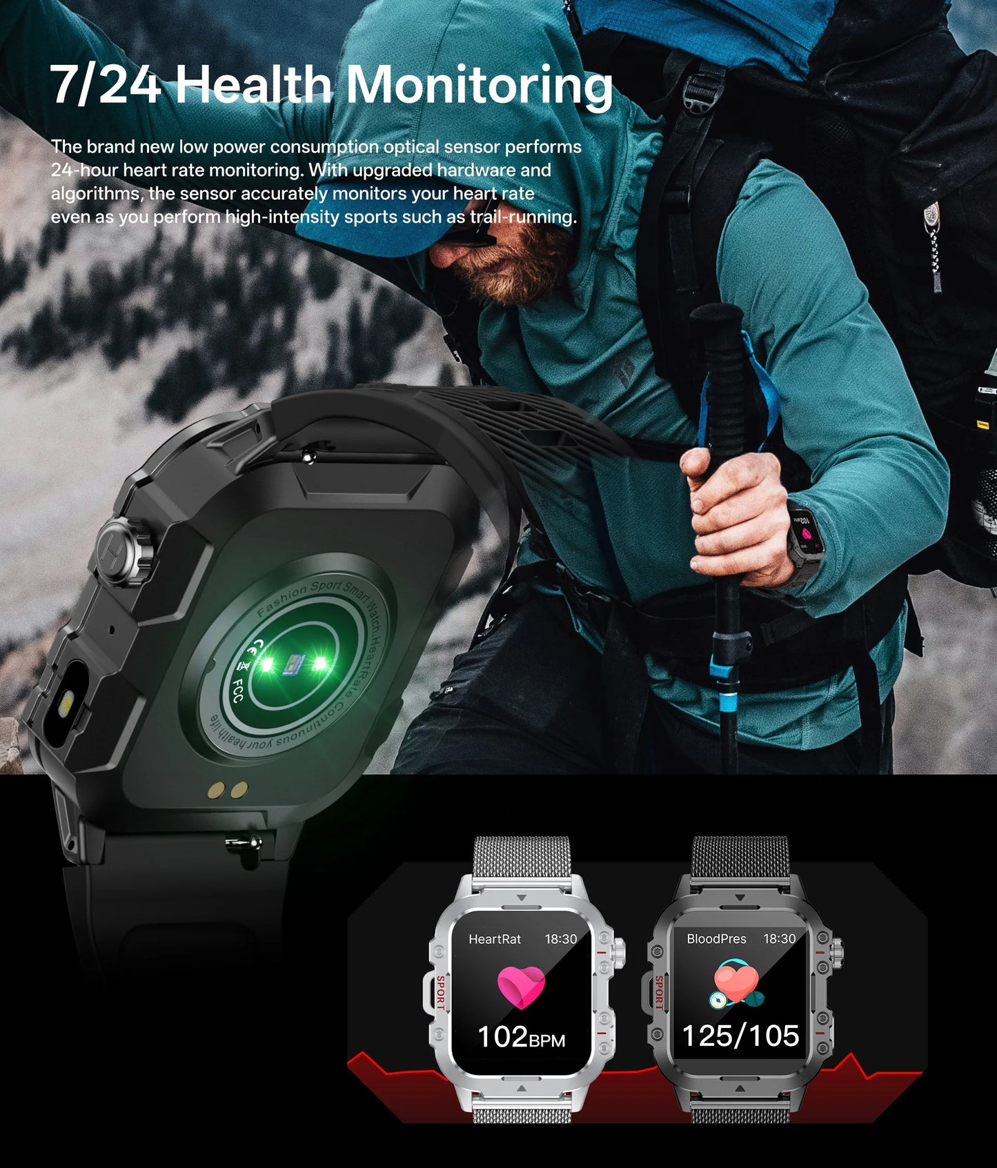 LOYPHARD Military Smart Watch 2026 – Rugged Outdoor Fitness Tracker with Bluetooth Calling, Health Monitoring & IP67 Water Resistance
