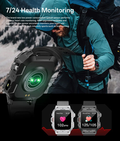LOYPHARD Military Smart Watch 2026 – Rugged Outdoor Fitness Tracker with Bluetooth Calling, Health Monitoring & IP67 Water Resistance