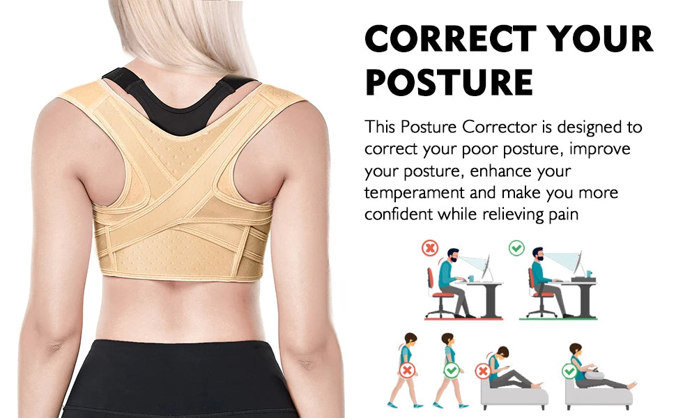 LOYPHARD™ Adjustable Upper Back Posture Corrector – Breathable Shoulder & Back Support Brace