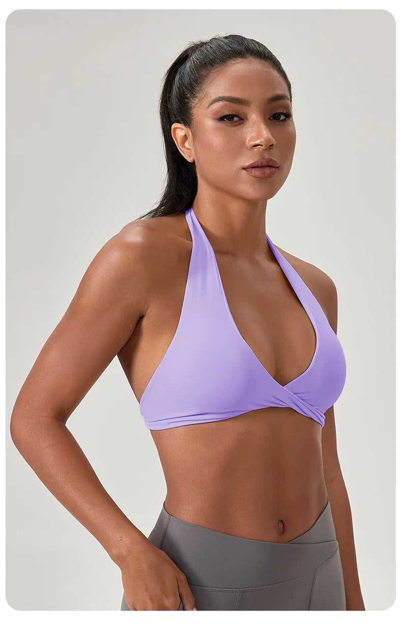 LOYPHARD Strappy Sports Bra – Women's Criss-Cross Back Padded Yoga & Fitness Bra