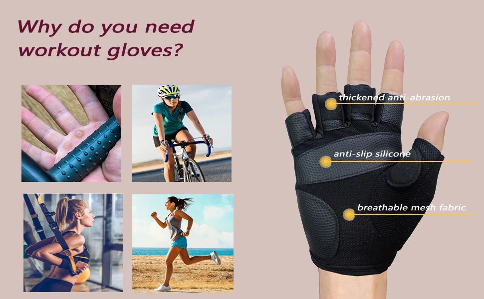 LOYPHARD Breathable Fitness Training Gloves – Fingerless Grip Gloves for Gym, Cycling & Weight Lifting
